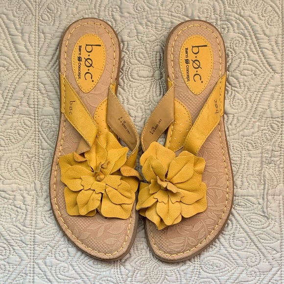 mustard yellow flip flops